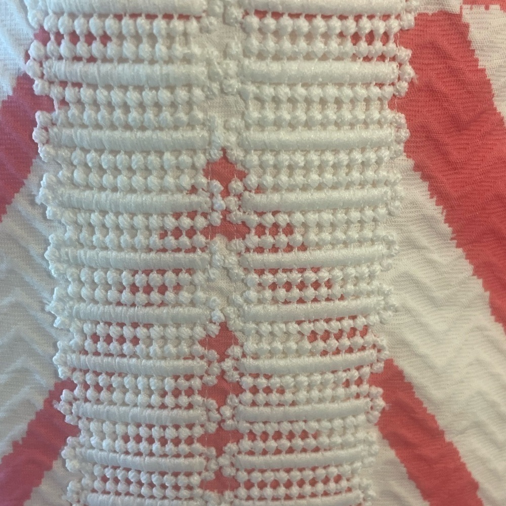 Taylor Sundress, Short 100% Cotton, Sheath,  Zigzag‎ print w/ embroidered trim - Picture 6 of 14